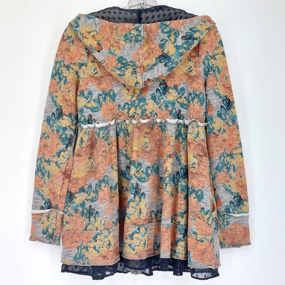 evy's tree Jacket Sz S Full Zip Victorian Goth Babydoll Polka Dot Lace Peasant - Picture 2 of 10